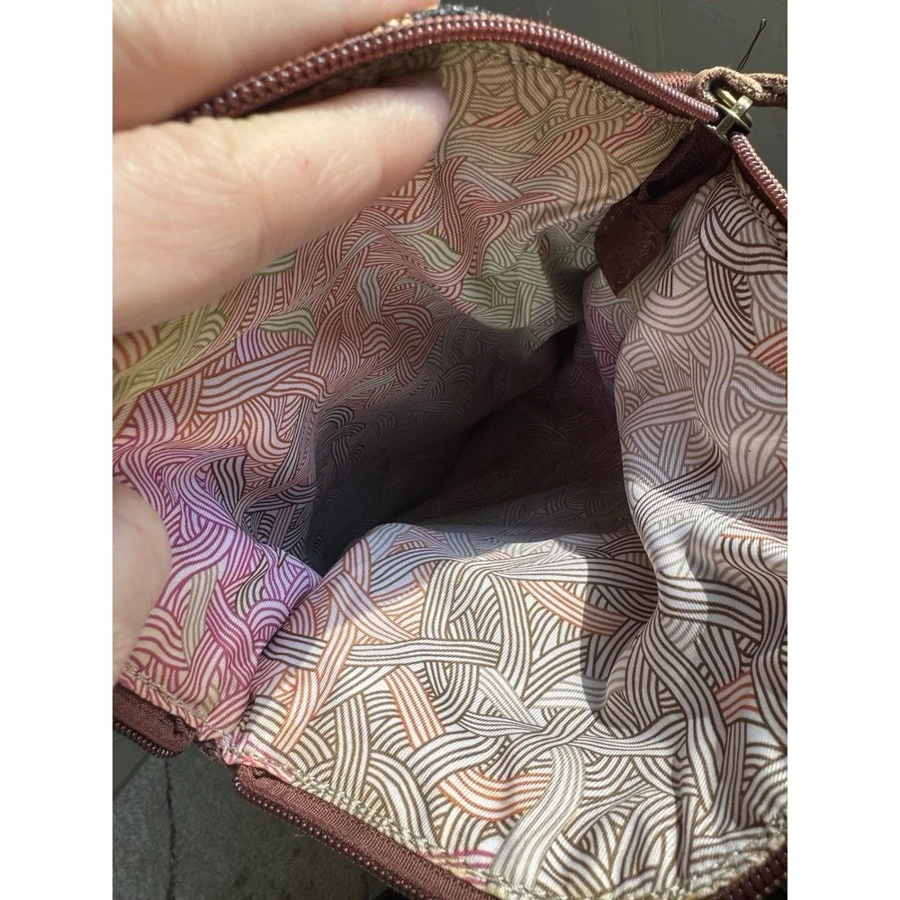 Vintage Y2K‎ The Sak Leather Crossbody Purse Brown Patchwork Boho Woven